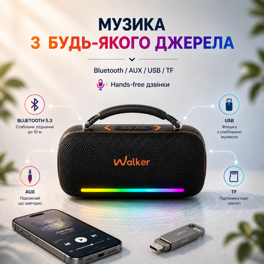 Портативная колонка WALKER WSP-750 60W