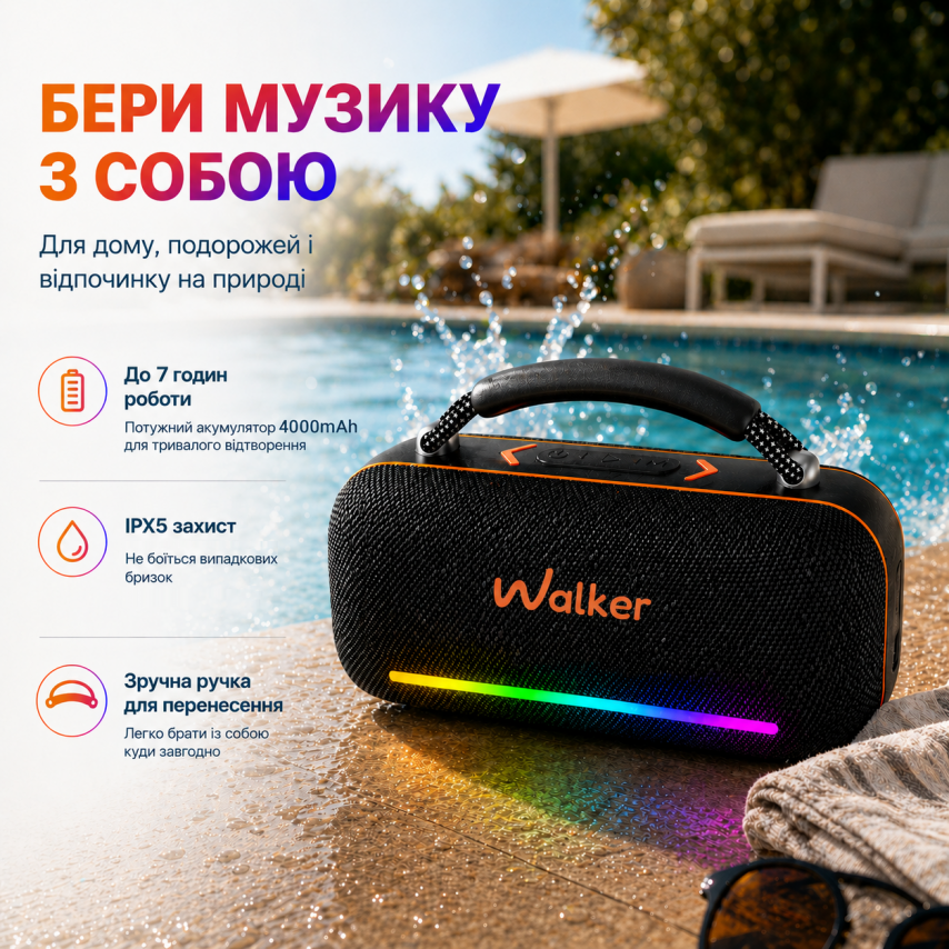 Портативная колонка WALKER WSP-750 60W