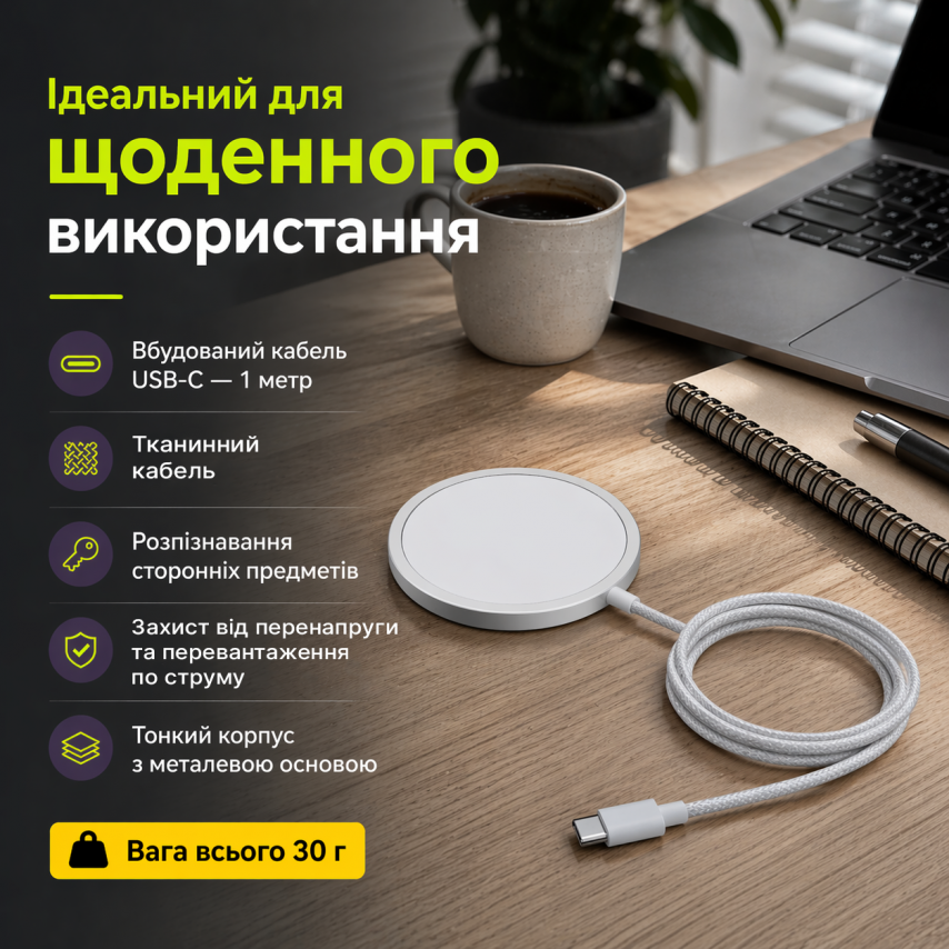 Беспроводное зарядное устройство WALKER WH-55 15W MagSafe white