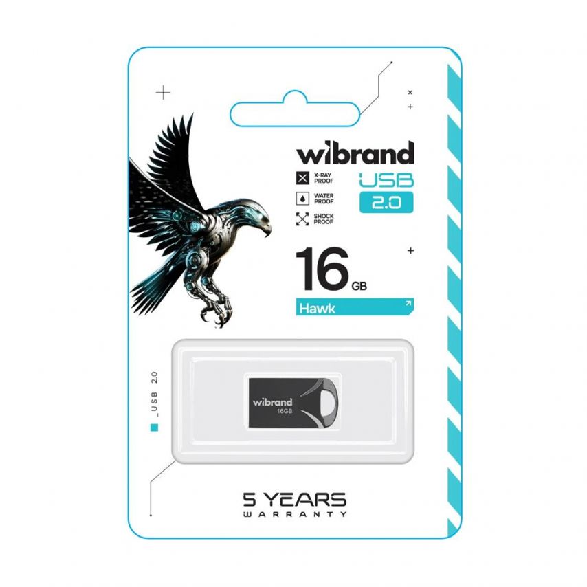 Флеш-пам'ять USB Wibrand Hawk 16GB USB 2.0 black