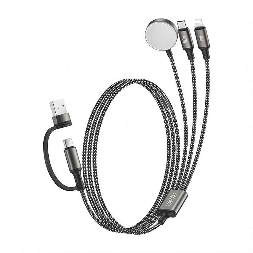 Бездротовий зарядний пристрій XO CX040 USB-A/USB-C 3в1 (AppleWatch + 100W Type-C cable + Lightning cable) black