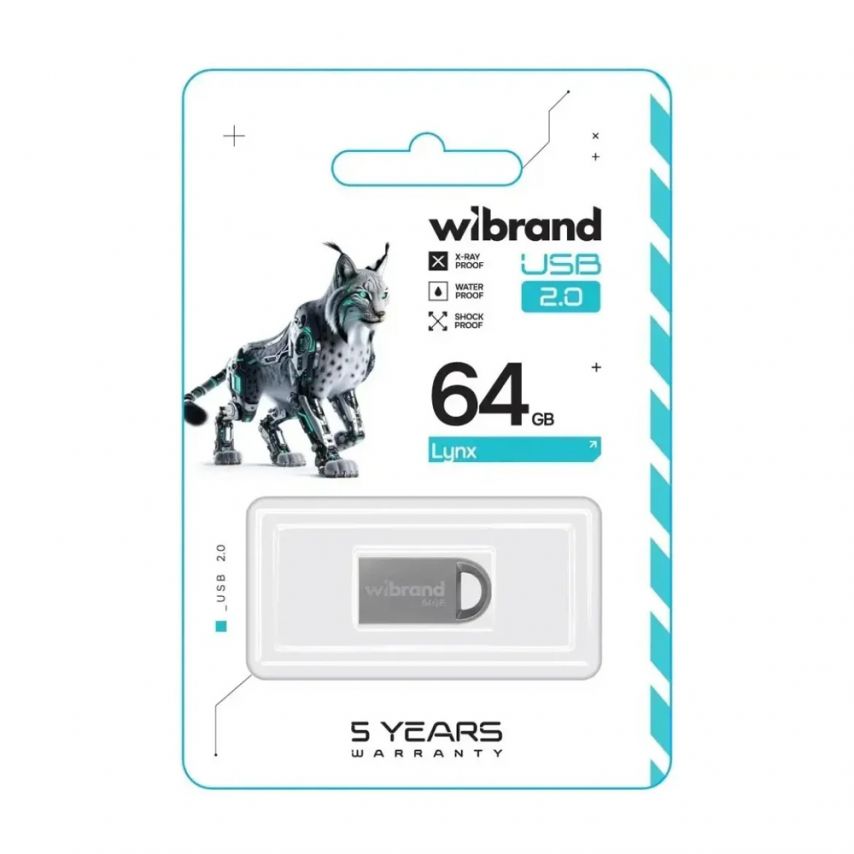 Флеш-память USB Wibrand Lynx 64GB USB 2.0 silver