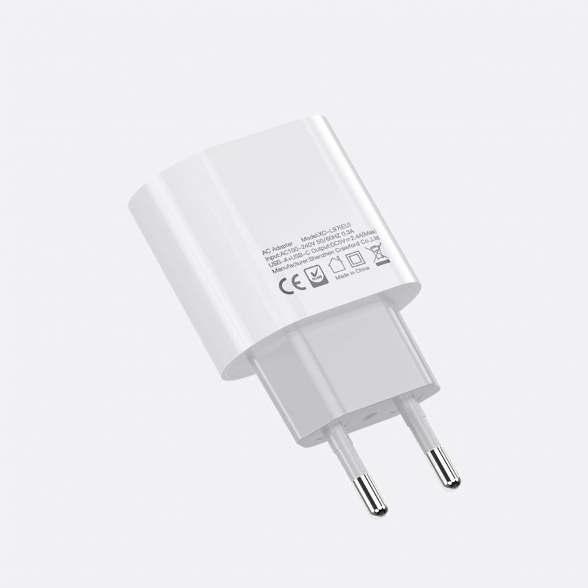 Сетевое зарядное устройство (адаптер) XO L97 PD / QC3.0 / 2.4A Max + Data Cable USB to Micro white