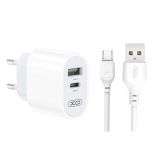 Сетевое зарядное устройство (адаптер) XO L97 PD / QC3.0 / 2.4A Max + Data Cable USB to Micro white