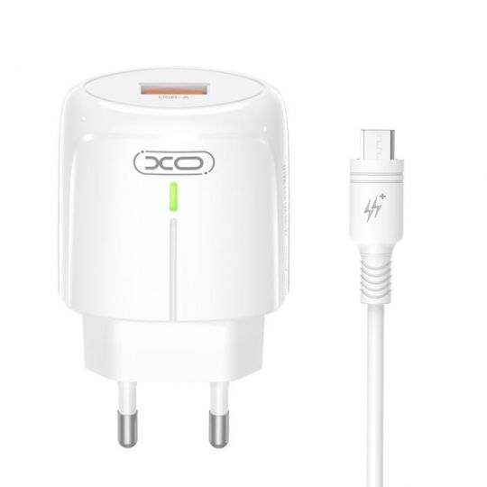 Мережевий зарядний пристрій (адаптер) 2в1 XO L112 1USB / QC3.0 / 18W + Data Cable USB to Micro white - купити за 180.40 грн у Києві, Україні