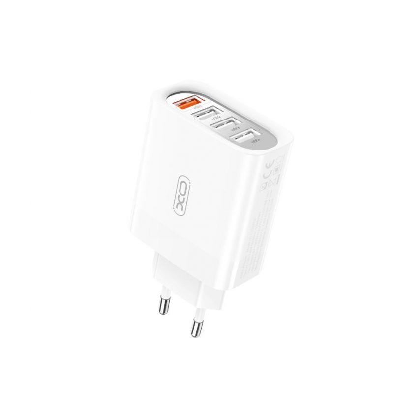 Мережевий зарядний пристрій (адаптер) XO L100 4USB / QC3.0 / 3USB_2.4A + Data Cable USB to Lightning white