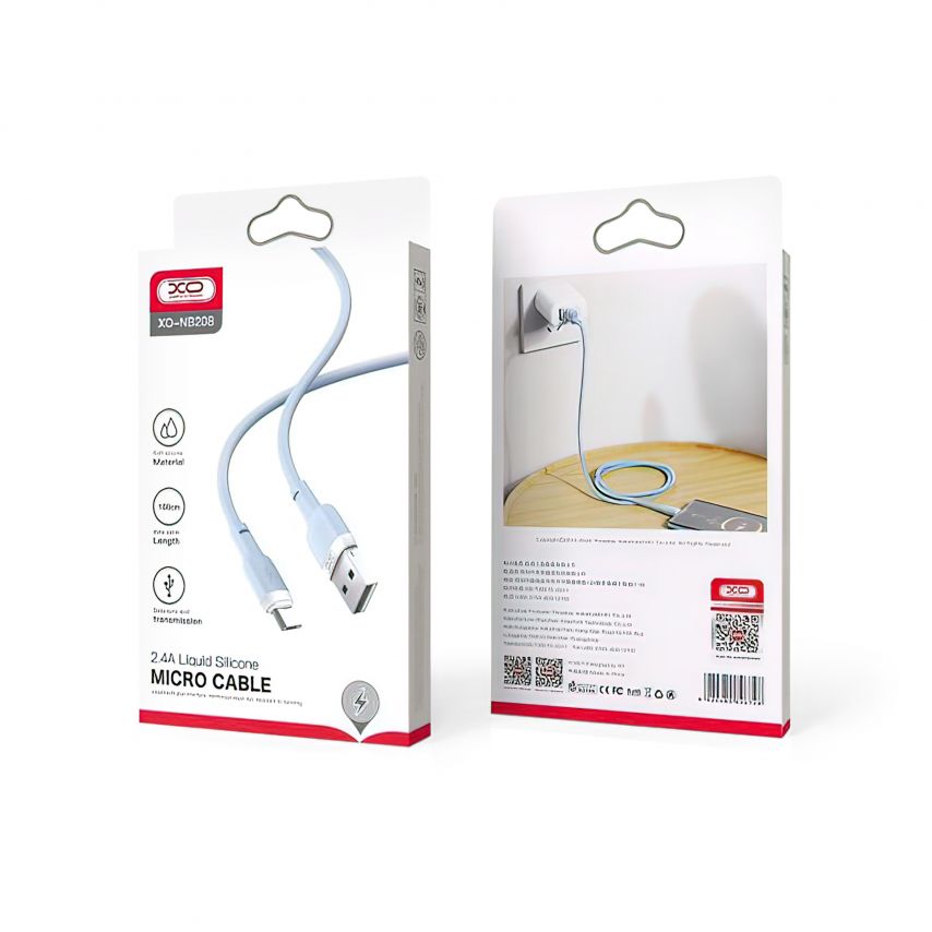 Кабель USB XO NB208 Micro 2.4A blue