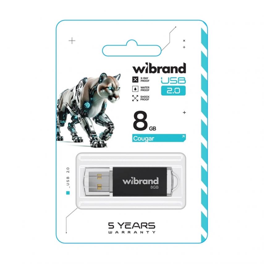 Флеш-память USB Wibrand Сougar 8GB USB 2.0 black