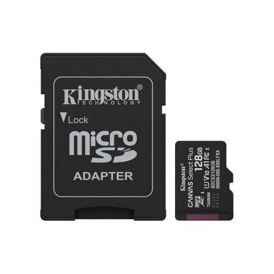 Карта пам'яті Kingston Canvas Select Plus MicroSDXC 128GB Class 10 UHS-I R150MB/s + SD-адаптер (SDCS3/128GB) - купити за 1 395.45 грн у Києві, Україні