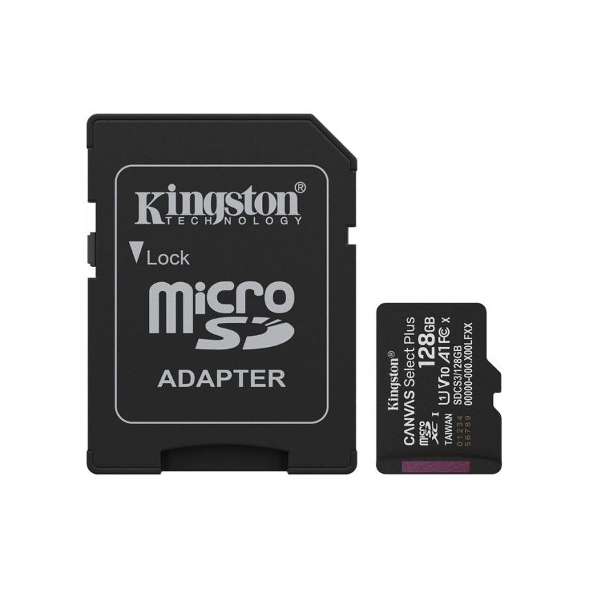 Карта пам'яті Kingston Canvas Select Plus MicroSDXC 128GB Class 10 UHS-I R150MB/s + SD-адаптер (SDCS3/128GB)