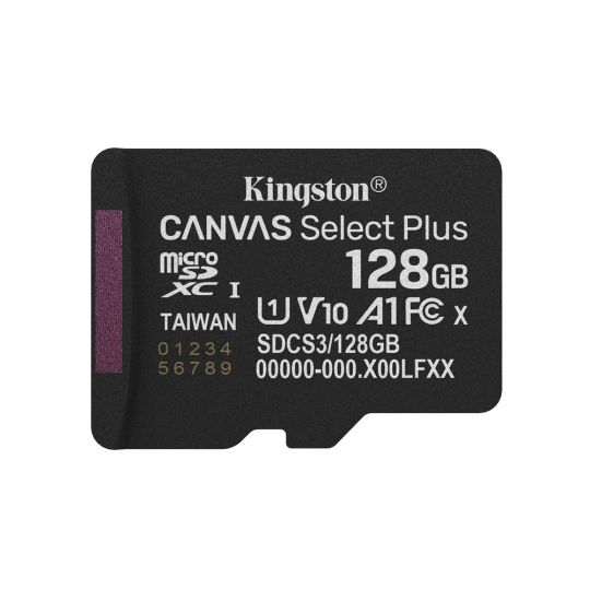 Карта пам'яті Kingston Canvas Select Plus MicroSDXC 128GB Class 10 UHS-I R150MB/s (SDCS3/128GBSP) - купити за 1 386.59 грн у Києві, Україні