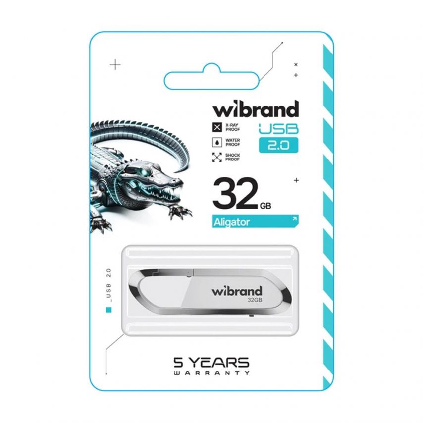 Флеш-пам'ять USB Wibrand Aligator 32GB USB 2.0 white