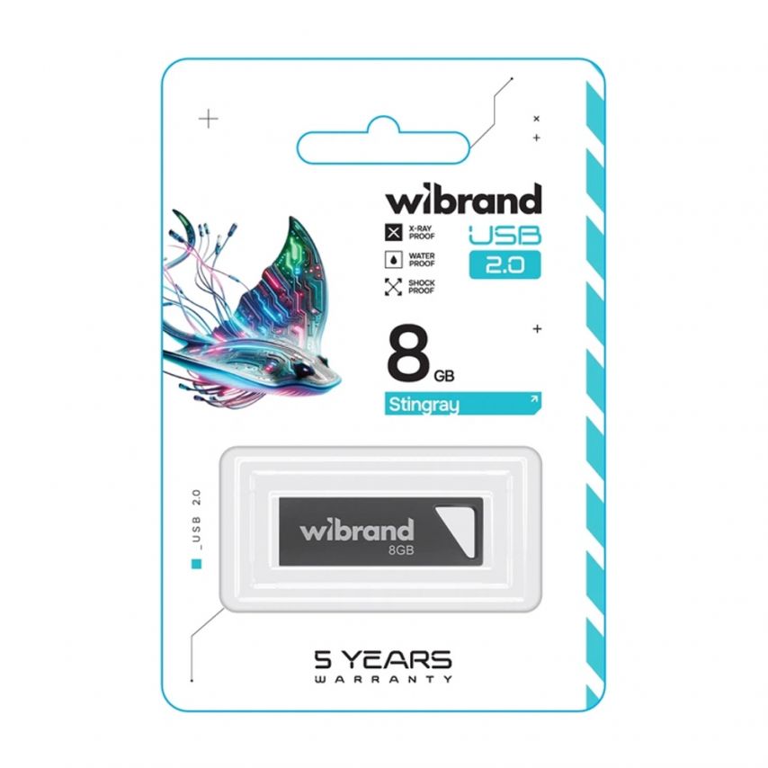 Флеш-пам'ять USB Wibrand Stingray 8GB USB 2.0 grey