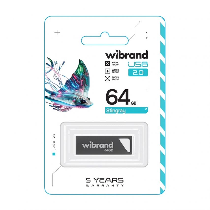 Флеш-память USB Wibrand Stingray 64GB USB 2.0 grey