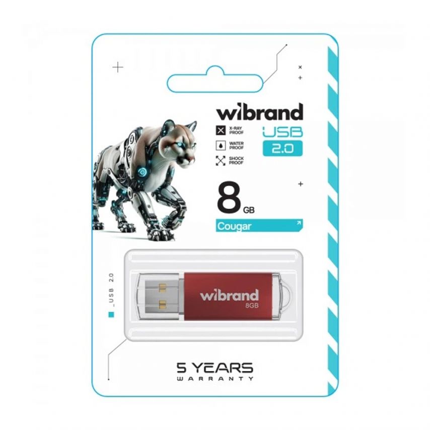 Флеш-пам'ять USB Wibrand Сougar 8GB USB 2.0 red