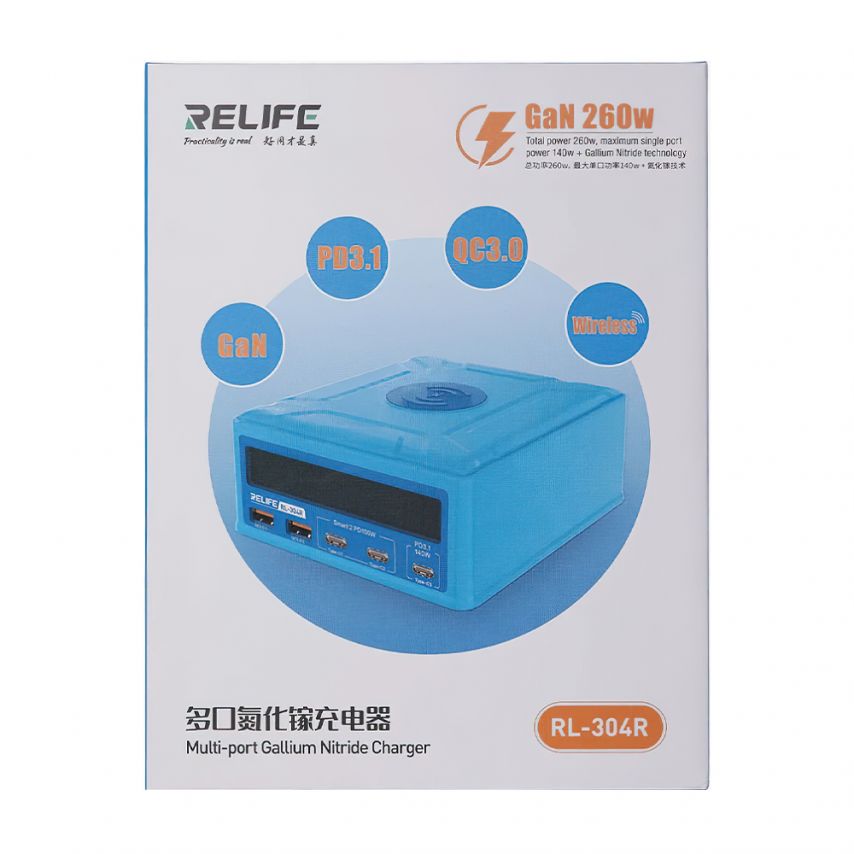 Зарядное устройство RELIFE RL-309AW (8 портов, 100 Вт, Quick Charge, Power Delivery, с беспроводной зарядкой)