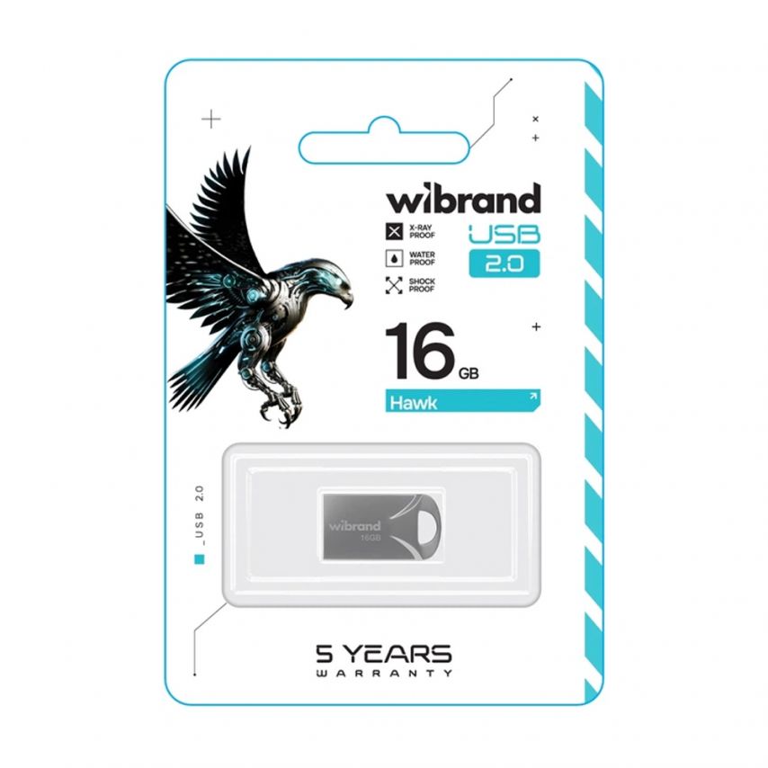 Флеш-пам'ять USB Wibrand Hawk 16GB USB 2.0 silver