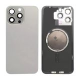 Задняя крышка Apple iPhone 15 Pro Max со стеклом и рамкой камеры Natural Titanium Original Quality