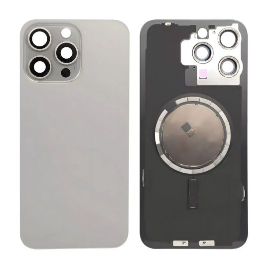 Задняя крышка Apple iPhone 15 Pro Max со стеклом и рамкой камеры Natural Titanium Original Quality - купить за 1 041.05 грн в Киеве, Украине