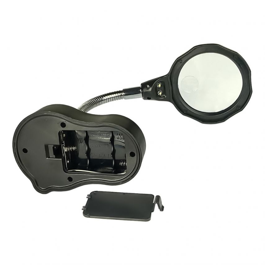 Тримач для пайки MG16126-A (з зажимами та підставкою, лупа, LED підсвітка)