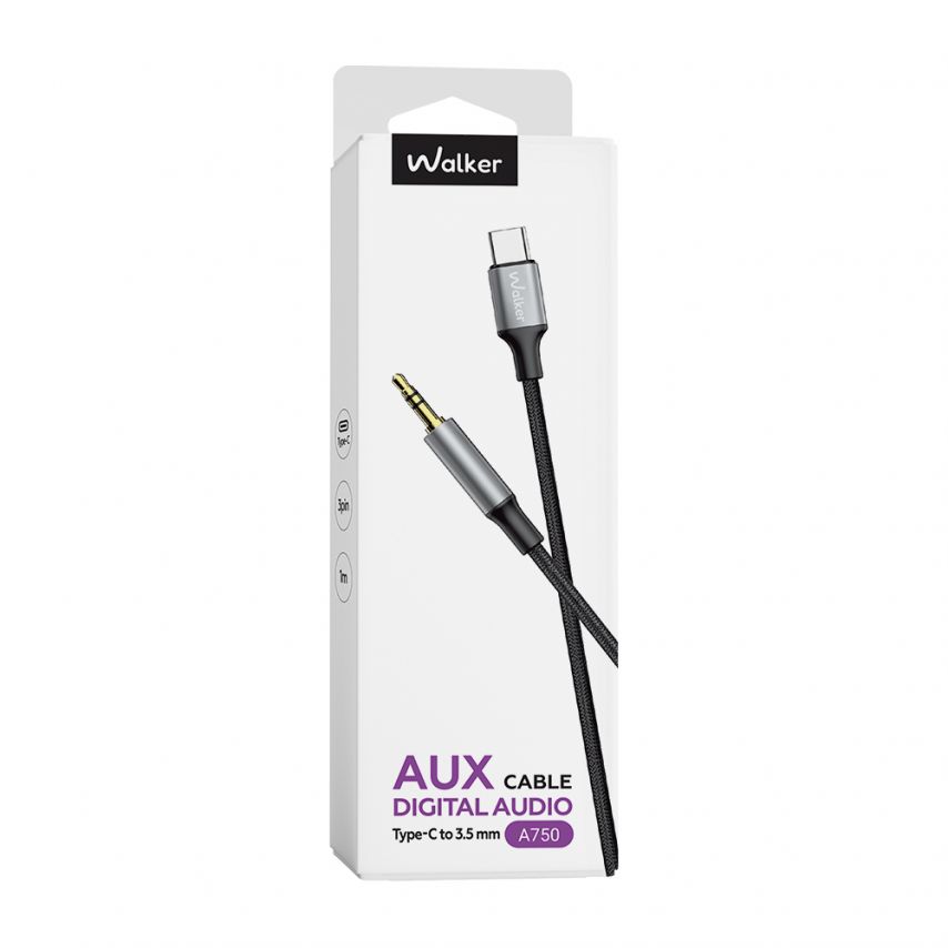 Аудіокабель WALKER A750 3.5mm - Type-C black