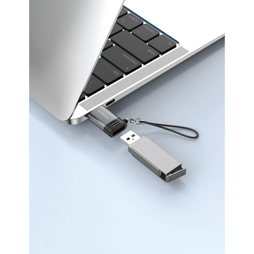 Переходник OTG WALKER WTG-01 USB2.0 to Type-C black/grey