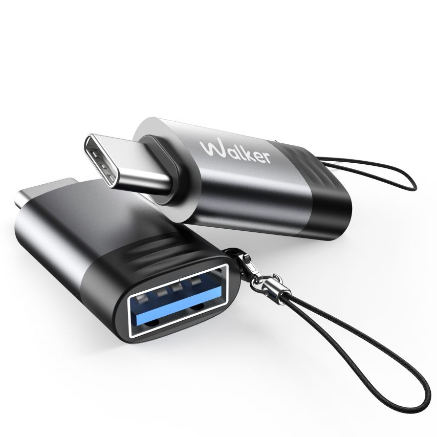 Переходник OTG WALKER WTG-01 USB2.0 to Type-C black/grey