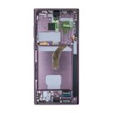 Дисплей (LCD) для Samsung Galaxy S22 Ultra 5G/S908 (2022) з тачскріном та рамкою burgundy (Amoled) Original Quality