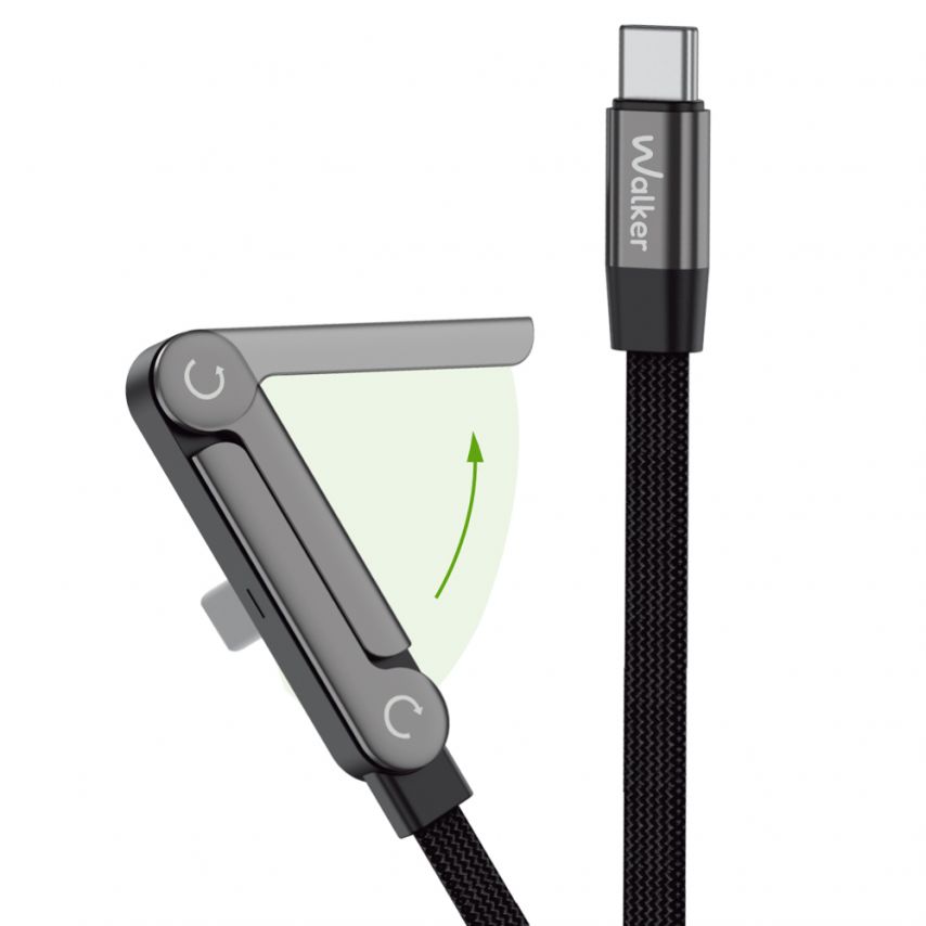 Кабель USB WALKER C880 Type-C to Type-C з підставкою 1.5m black