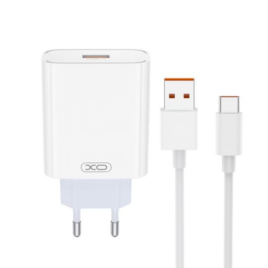 Мережевий зарядний пристрій (адаптер) 2в1 XO L164 1USB / 120W + Data Cable USB to Type-C white - купити за 583.70 грн у Києві, Україні