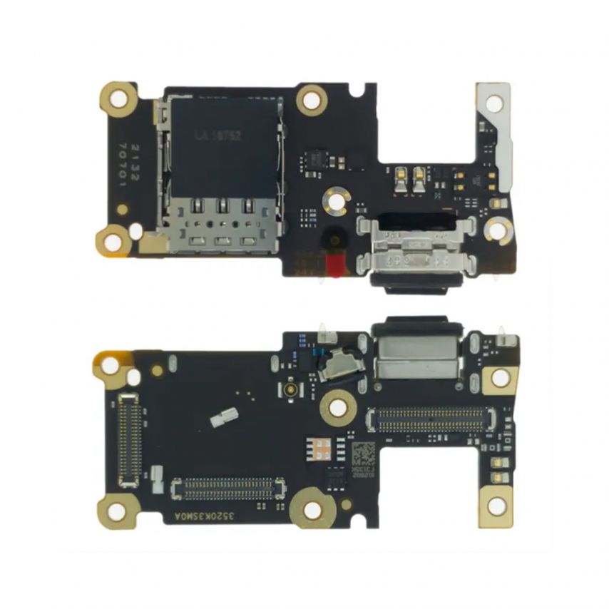 Шлейф (нижня плата) для Xiaomi 11T, 11T Pro з роз'ємом зарядки, Sim-карти і мікрофоном High Quality