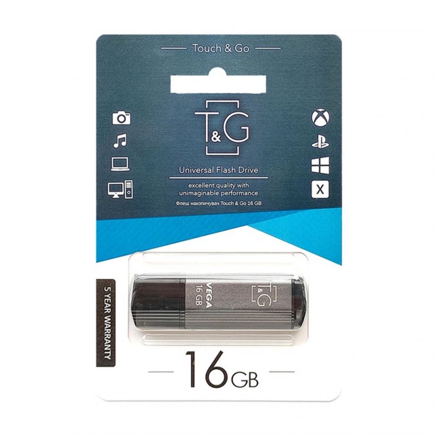Флеш-пам'ять USB T&G Vega 16GB USB 2.0 (121) grey