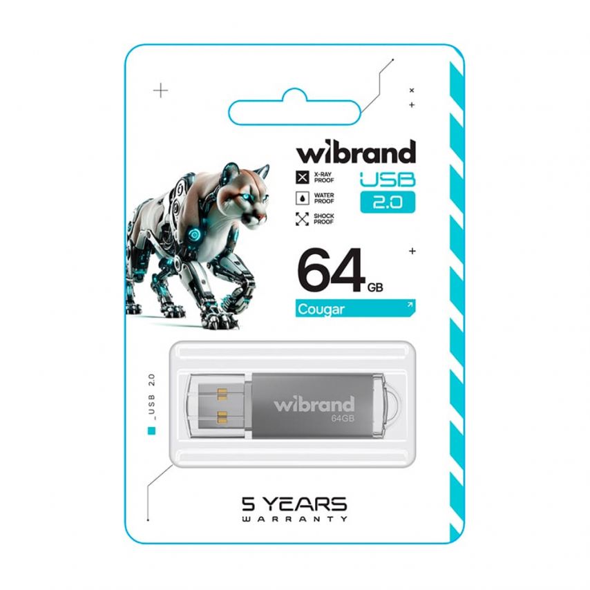 USB 64GB Wibrand USB 2.0 Cougar silver