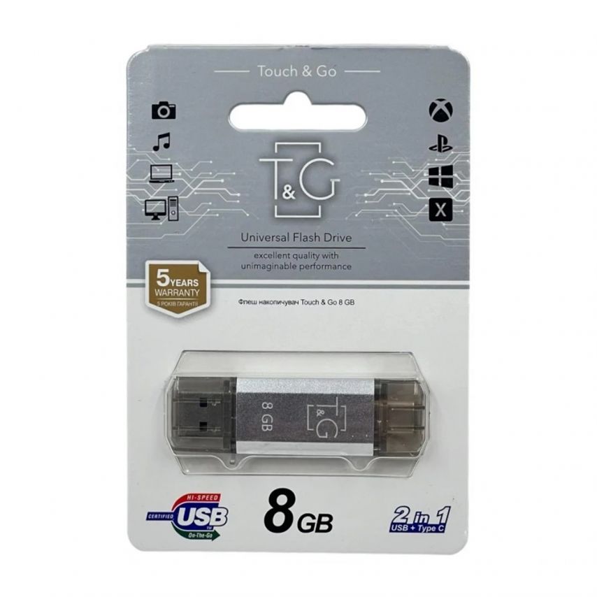 Флеш-пам'ять USB T&G Type-C Star 8GB USB 2.0 (009) silver