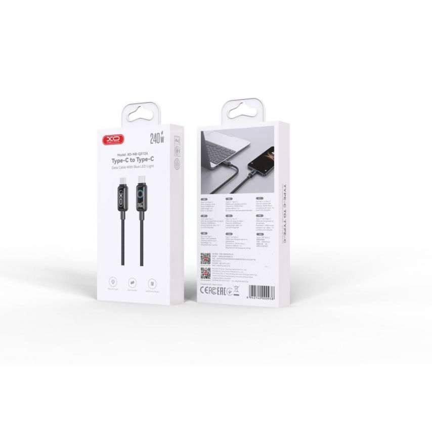 Кабель USB XO NB-Q312A 240W Type-C to Type-C 1м black