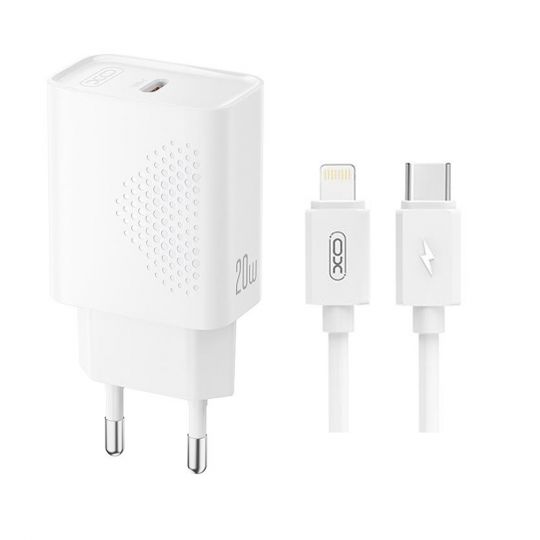 Сетевое зарядное устройство (адаптер) XO L160 PD_20W + Data Cable Type-C to Lightning white - купить за 217.44 грн в Киеве, Украине