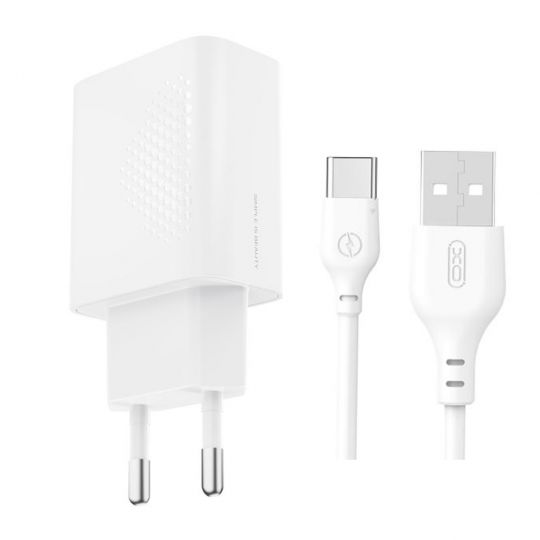 Мережевий зарядний пристрій (адаптер) XO L159 1USB / QC3.0 / 18W + Data Cable USB to Type-C white - купити за 181.20 грн у Києві, Україні