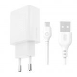 Мережевий зарядний пристрій (адаптер) XO L159 1USB / QC3.0 / 18W + Data Cable USB to Micro white