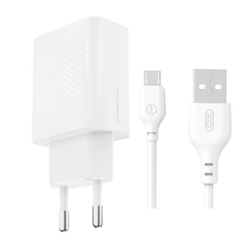 Мережевий зарядний пристрій (адаптер) XO L159 1USB / QC3.0 / 18W + Data Cable USB to Micro white