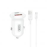 Автомобильное зарядное устройство (адаптер) XO CC69 PD / QC3.0 / 30W + Data Cable USB to Type-C white