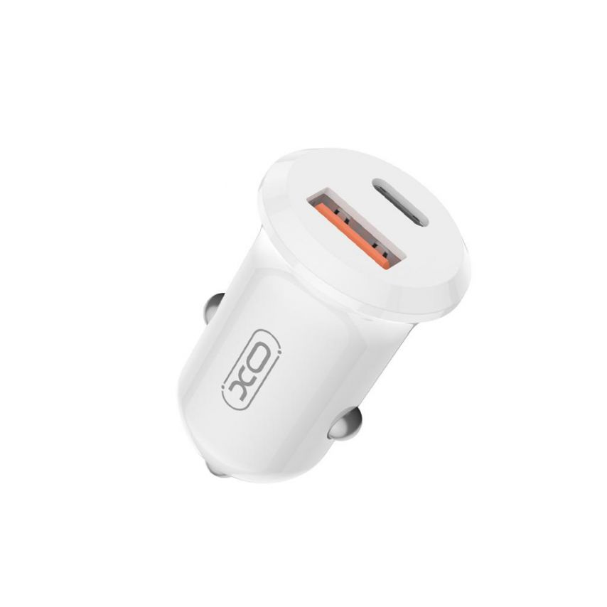 Автомобильное зарядное устройство (адаптер) XO CC69 PD / QC3.0 / 30W + Data Cable USB to Type-C white