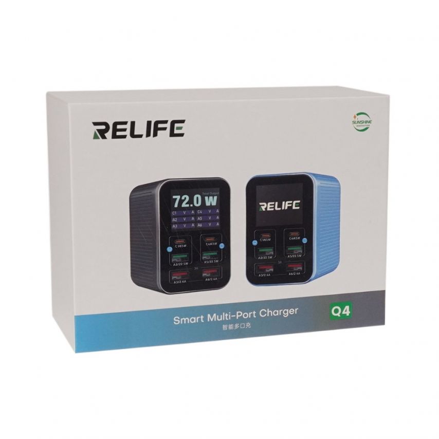 Зарядний пристрій RELIFE Q4 (6 портів, 72 Вт, Quick Charge, Power Delivery)