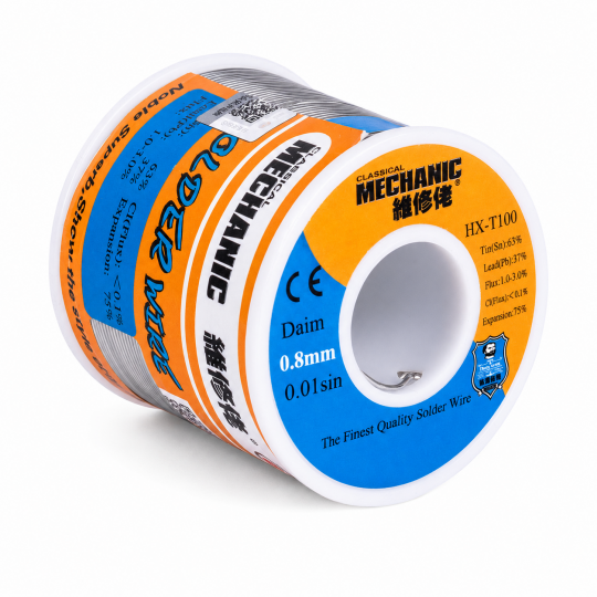 Припой Mechanic HX-T100 (0,8мм, 500г, Sn 63%, Pb 37%) - купити за 1 754.71 грн у Києві, Україні