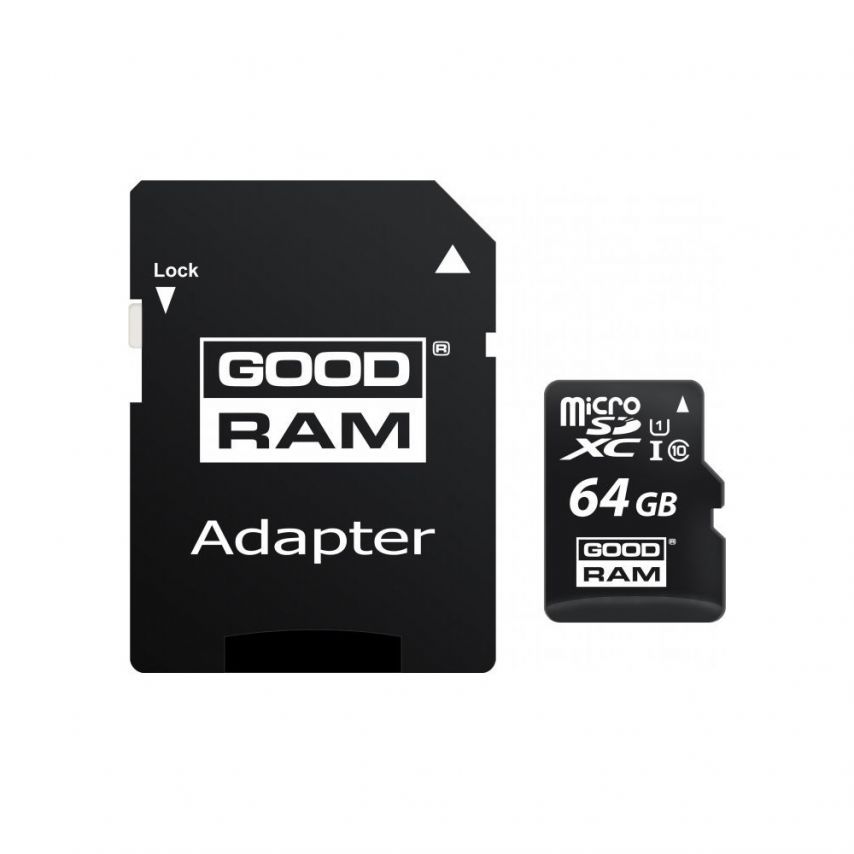Карта памяти Goodram MicroSDHC 64GB Class 10 UHS-I + SD-адаптер (M1AA-0640R12)