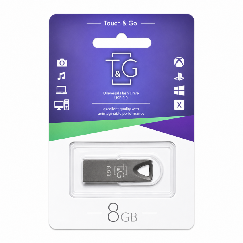 Флеш-память USB T&G Metal 8GB USB 2.0 (117) black