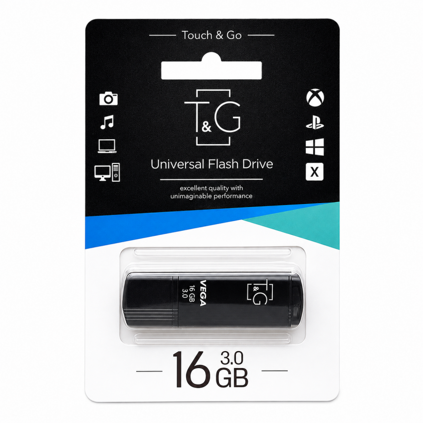 Флеш-пам'ять USB T&G Vega 16GB USB 2.0 (121) black
