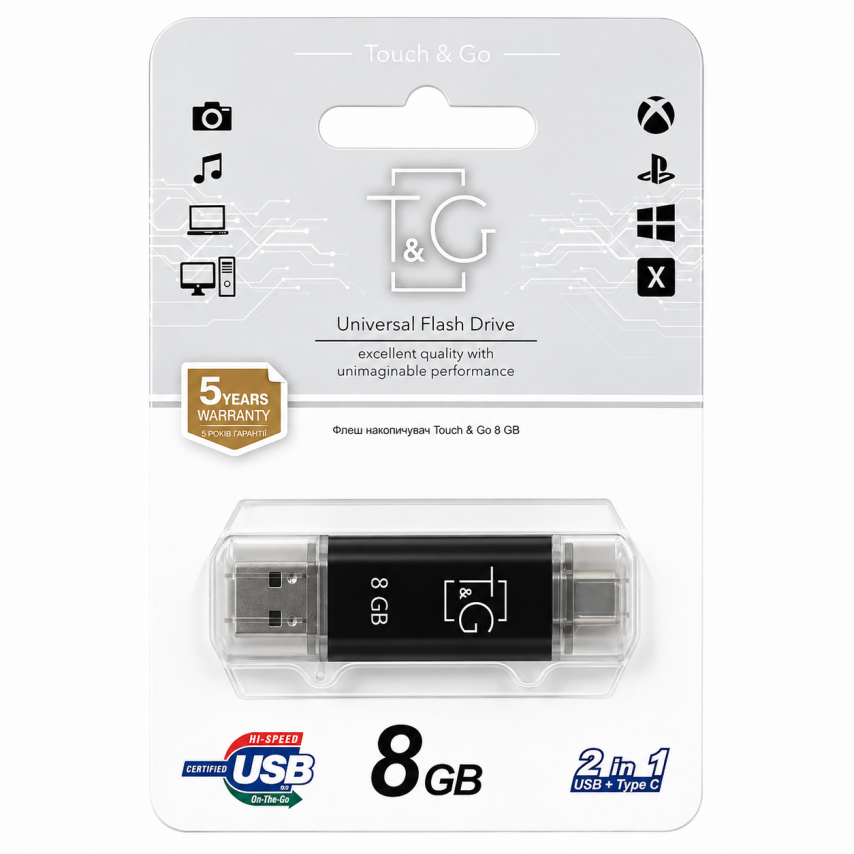 Флеш-пам'ять USB T&G Type-C Star 8GB USB 2.0 (009) black
