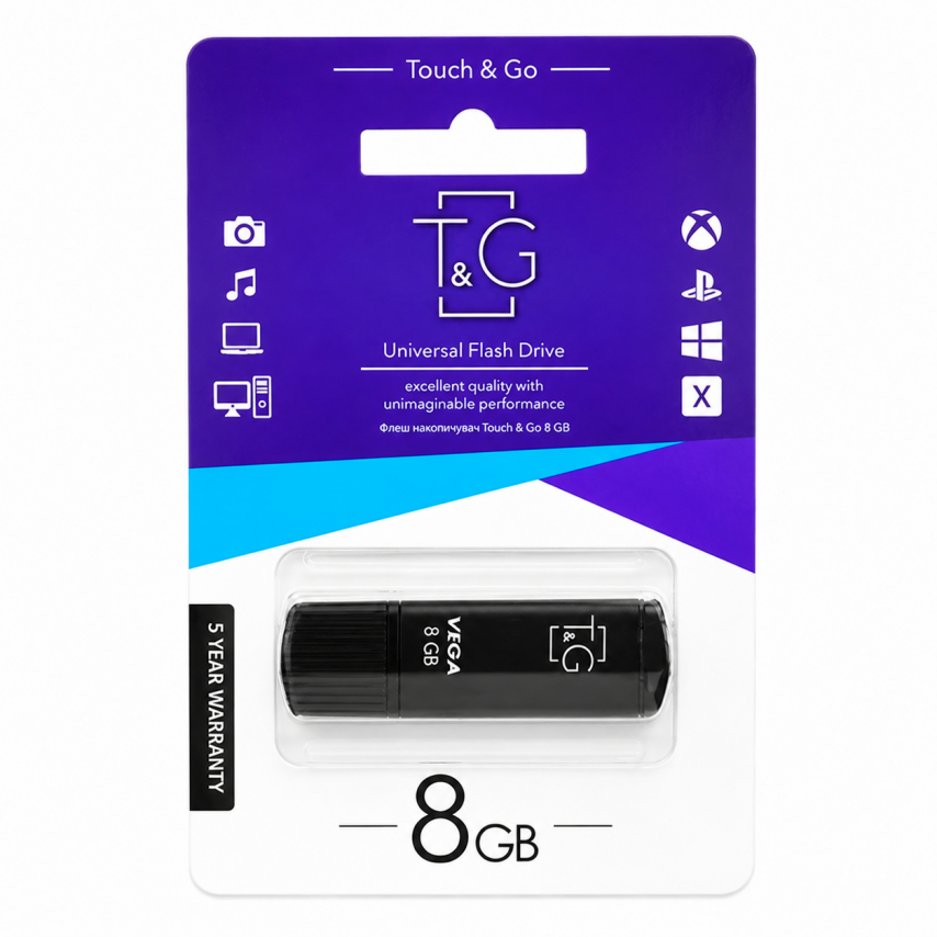 Флеш-пам'ять USB T&G Vega 8GB USB 2.0 (121) black
