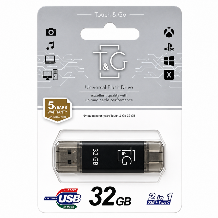 Флеш-память USB T&G Type-C Star 32GB USB 2.0 (009) black