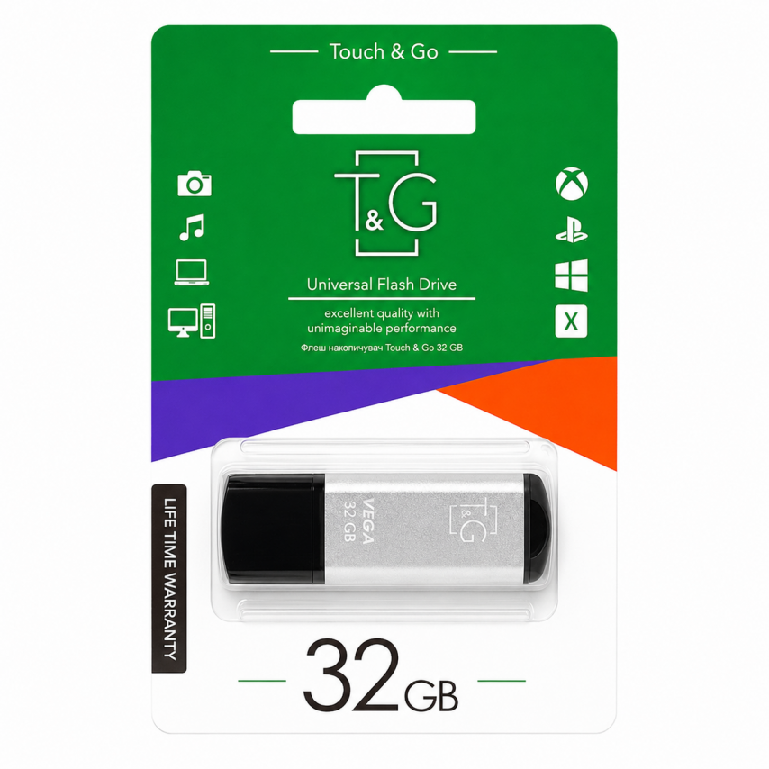 Флеш-пам'ять USB T&G Vega 32GB USB 2.0 (121) silver